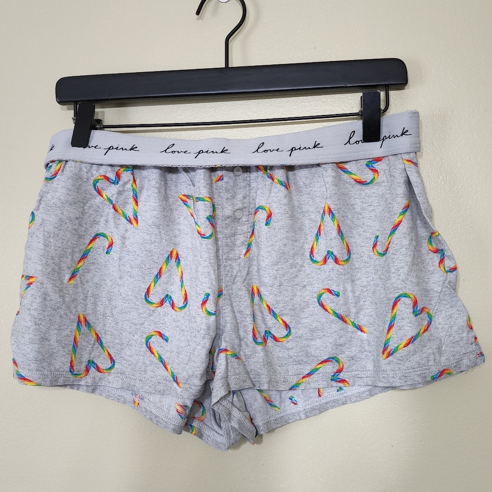 Victoria's Secret PINK Rainbow Candy Cane Pride Sleep Shorts Size Medium
